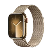 اپل واچ سری 9 استیل سلولار طلایی با بند میلانس لوپ